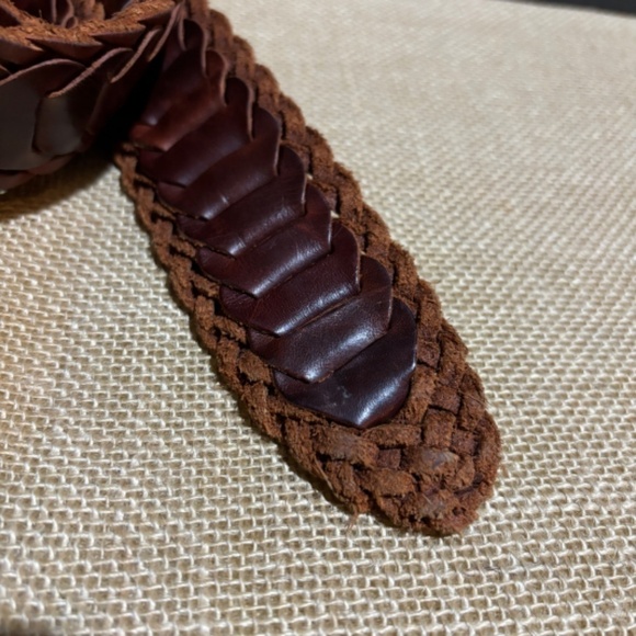 VTG Unbranded Women's Leather Chain Belt‎ Sz M Wide Brown Boho 90's Chunky Thick - Picture 4 of 11